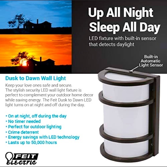 Feit Outdoor Security Dusk/Dawn Photocell Sensor Integrated LED Wall Pack Light - Picture 4 of 5